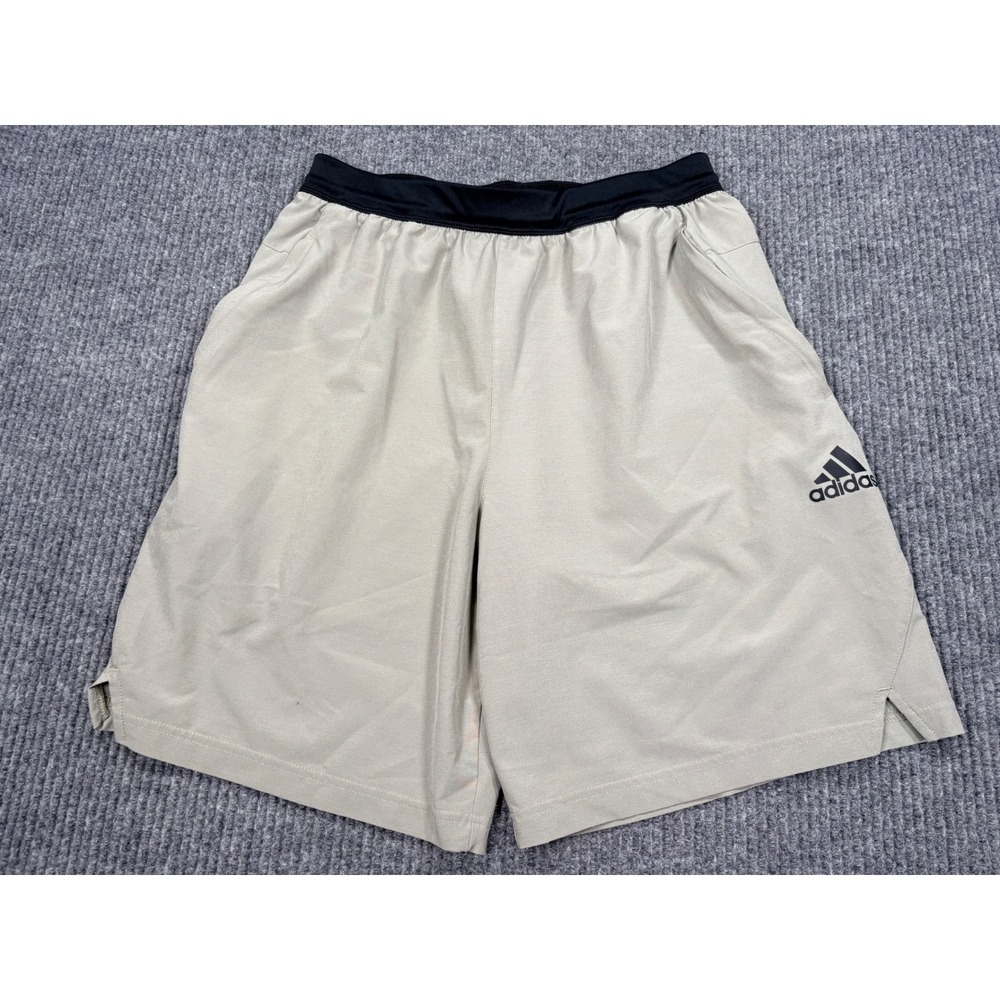 Adidas Aeroready Mens Training Shorts Khaki Tan Size Medium 9 Inch Inseam